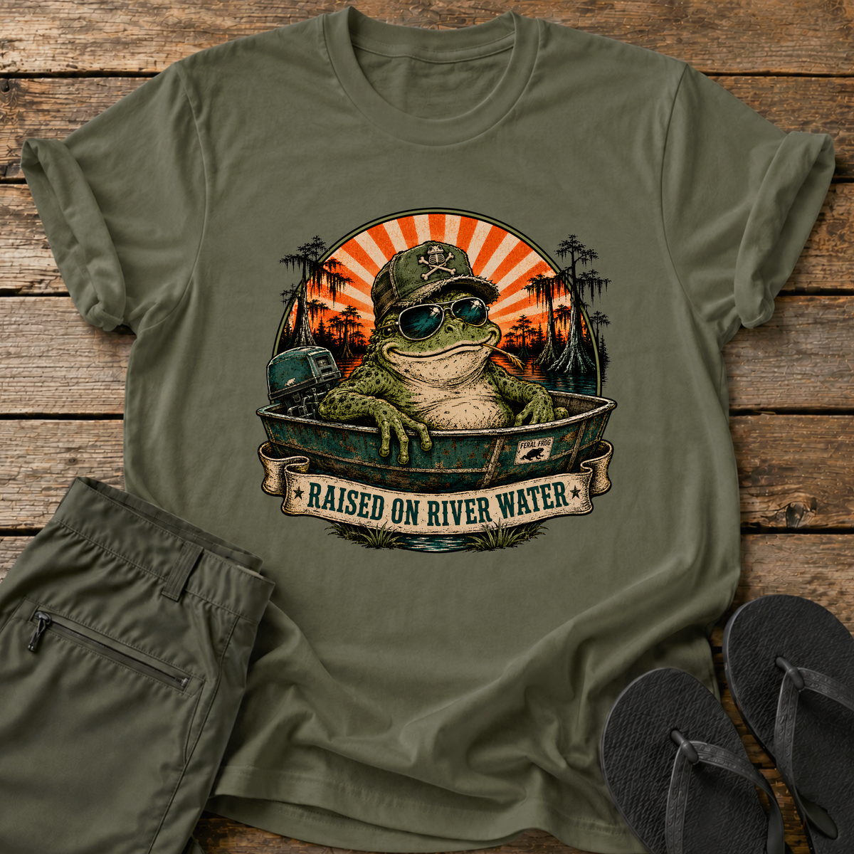 Raised On River Water Frog T-Shirt