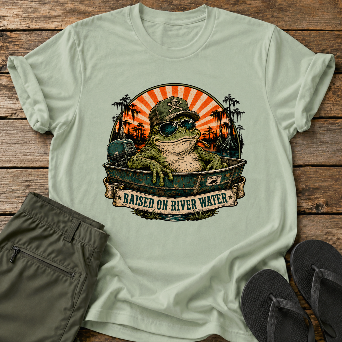 Raised On River Water Frog T-Shirt