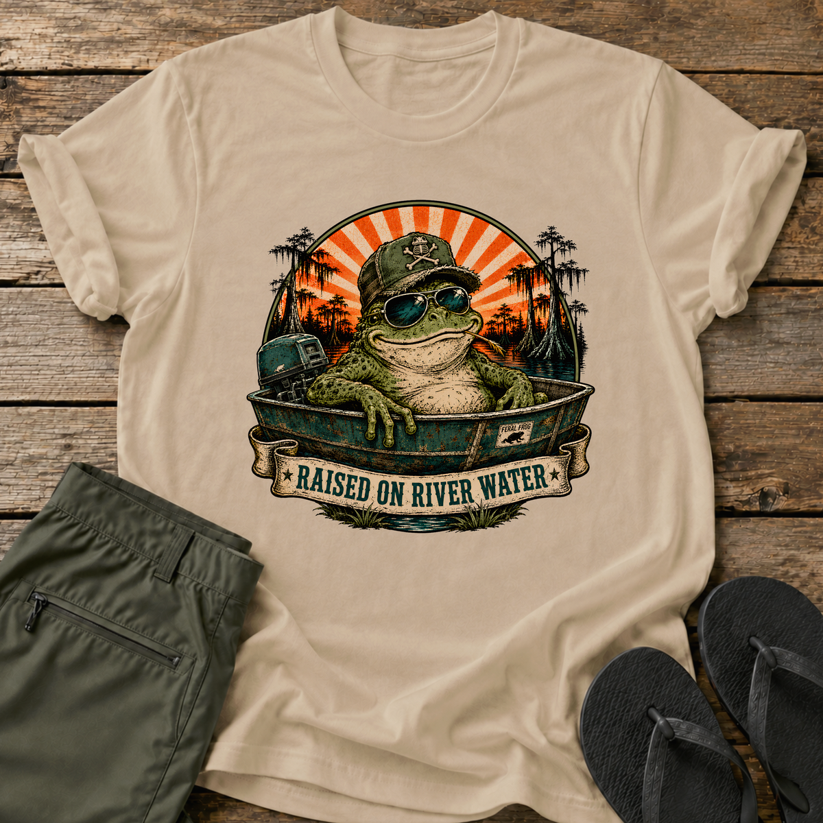Raised On River Water Frog T-Shirt