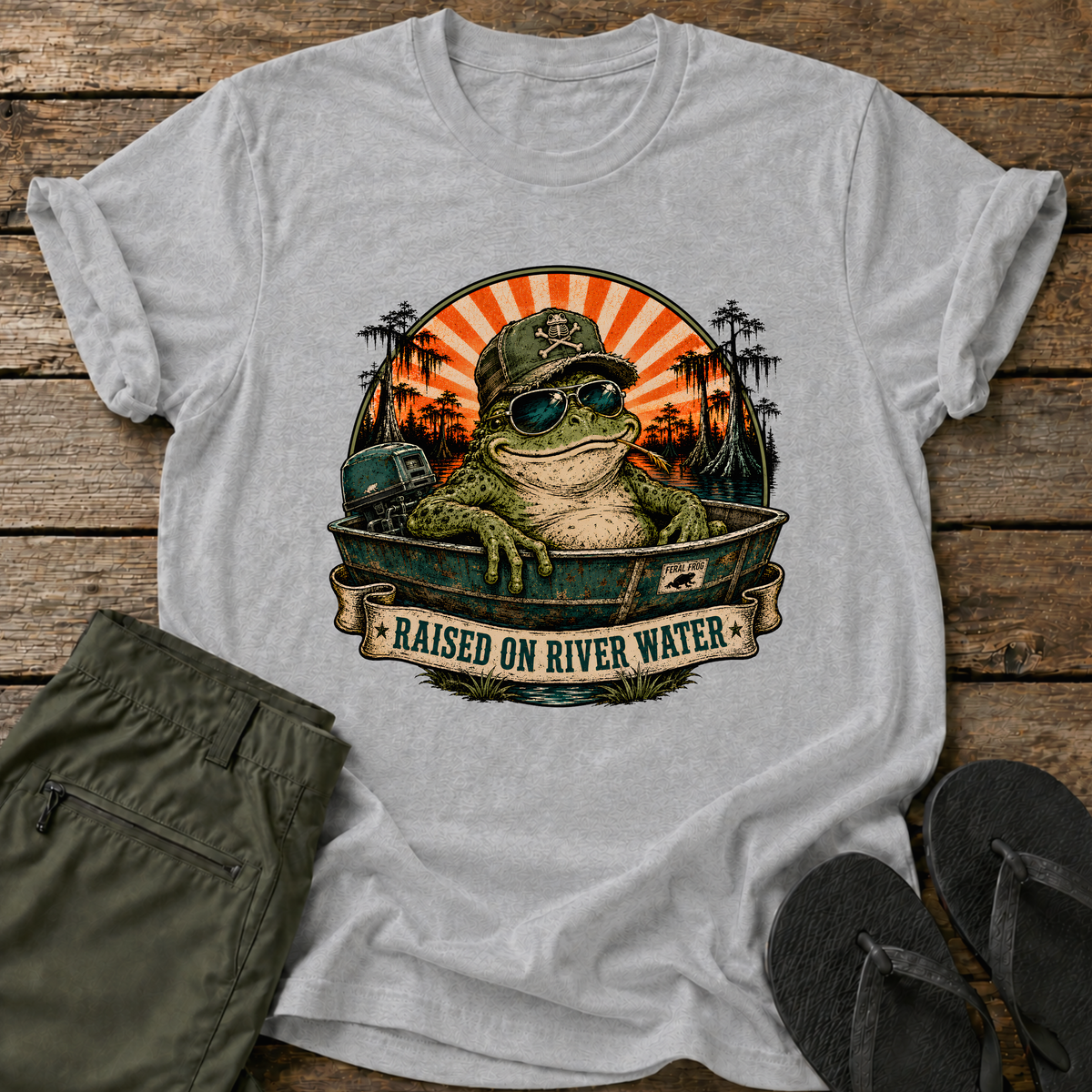 Raised On River Water Frog T-Shirt