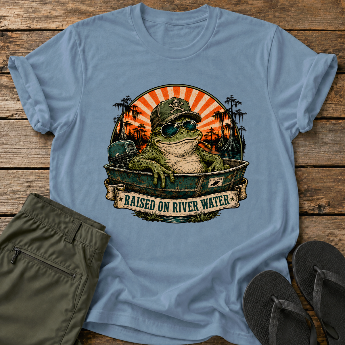 Raised On River Water Frog T-Shirt
