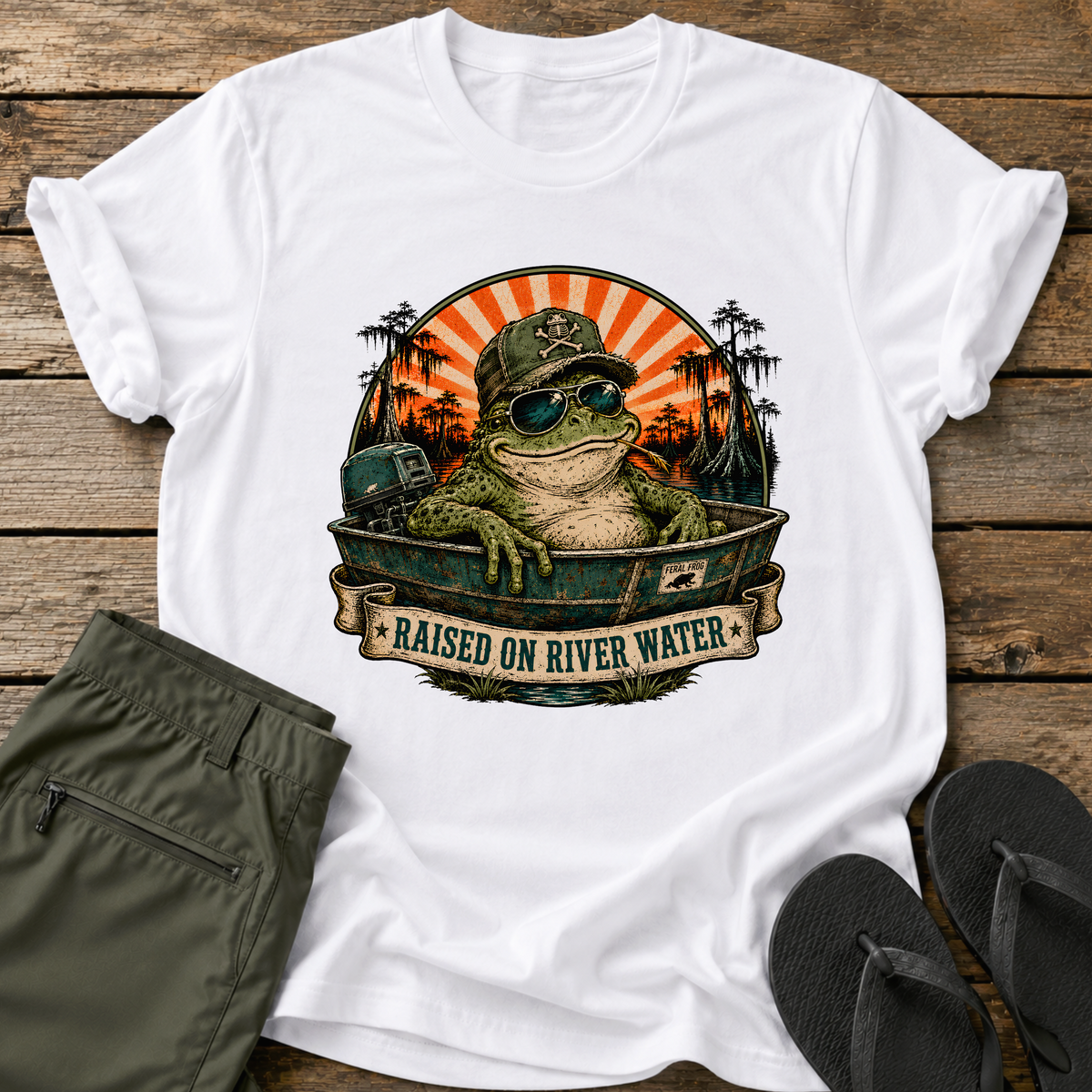 Raised On River Water Frog T-Shirt